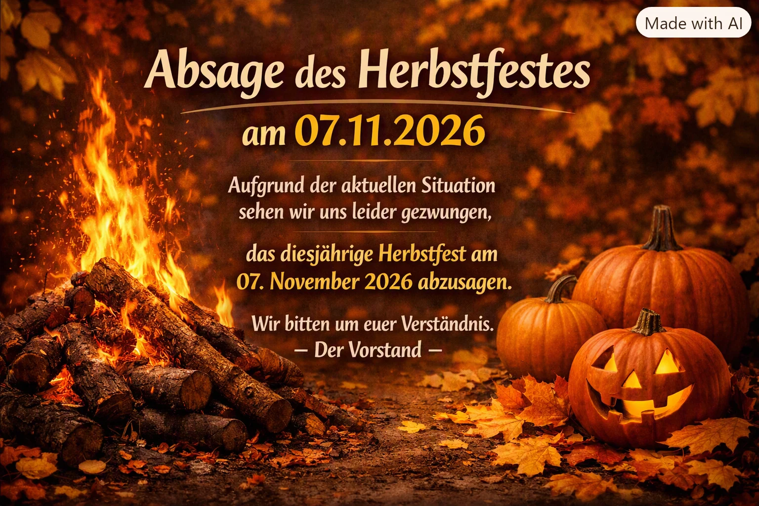 Absage des Herbstfestes am 07.11.2026